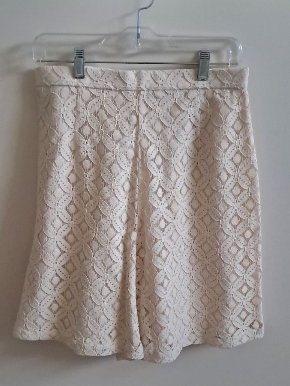 Culottes Skirt Lace Shorts Ivory Cotton Fabric Size Medium Fully Lined Hand Made